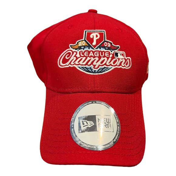 PHILADELPHIA PHILLIES 2009 LEAGUE CHAMPIONS NEW ERA 39THIRTY HAT CAP MLB Red‎ - Picture 1 of 10